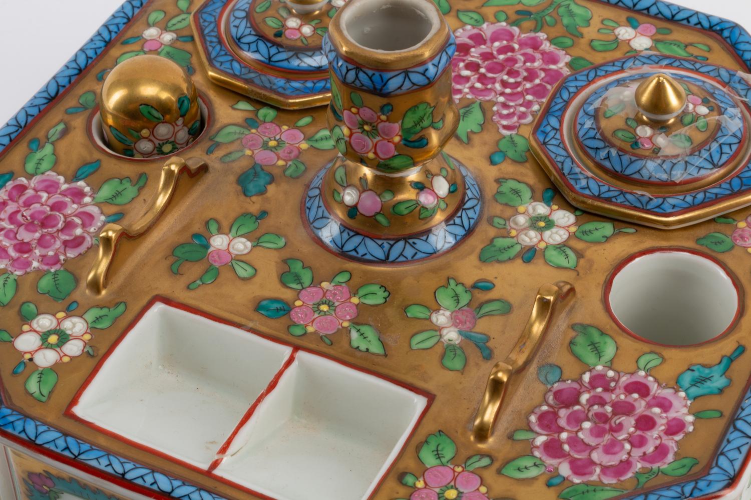 Two Continental Porcelain Inkwells