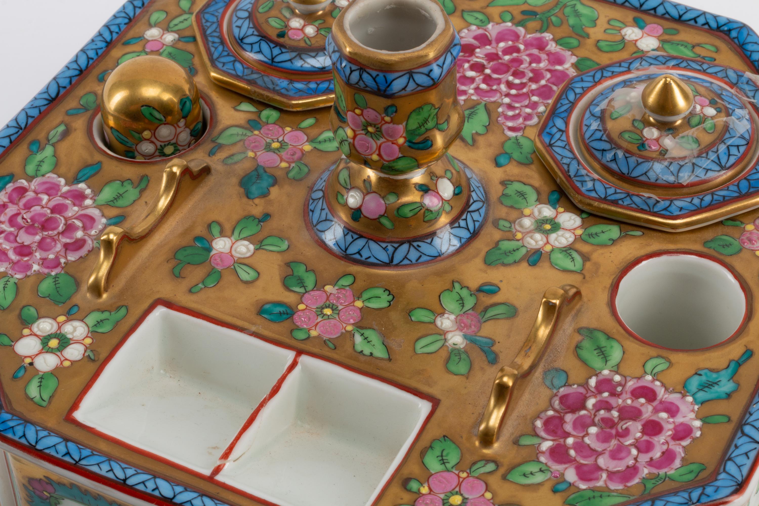 Two Continental Porcelain Inkwells