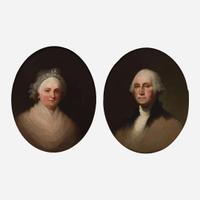 Jane Stuart (American, 1816-1888) Portrait of George and Martha Washington (A Pair) - After originals by Gilbert Stuart