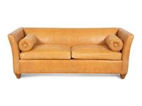 A Contemporary Leather Sofa with Two Bolster Pillows