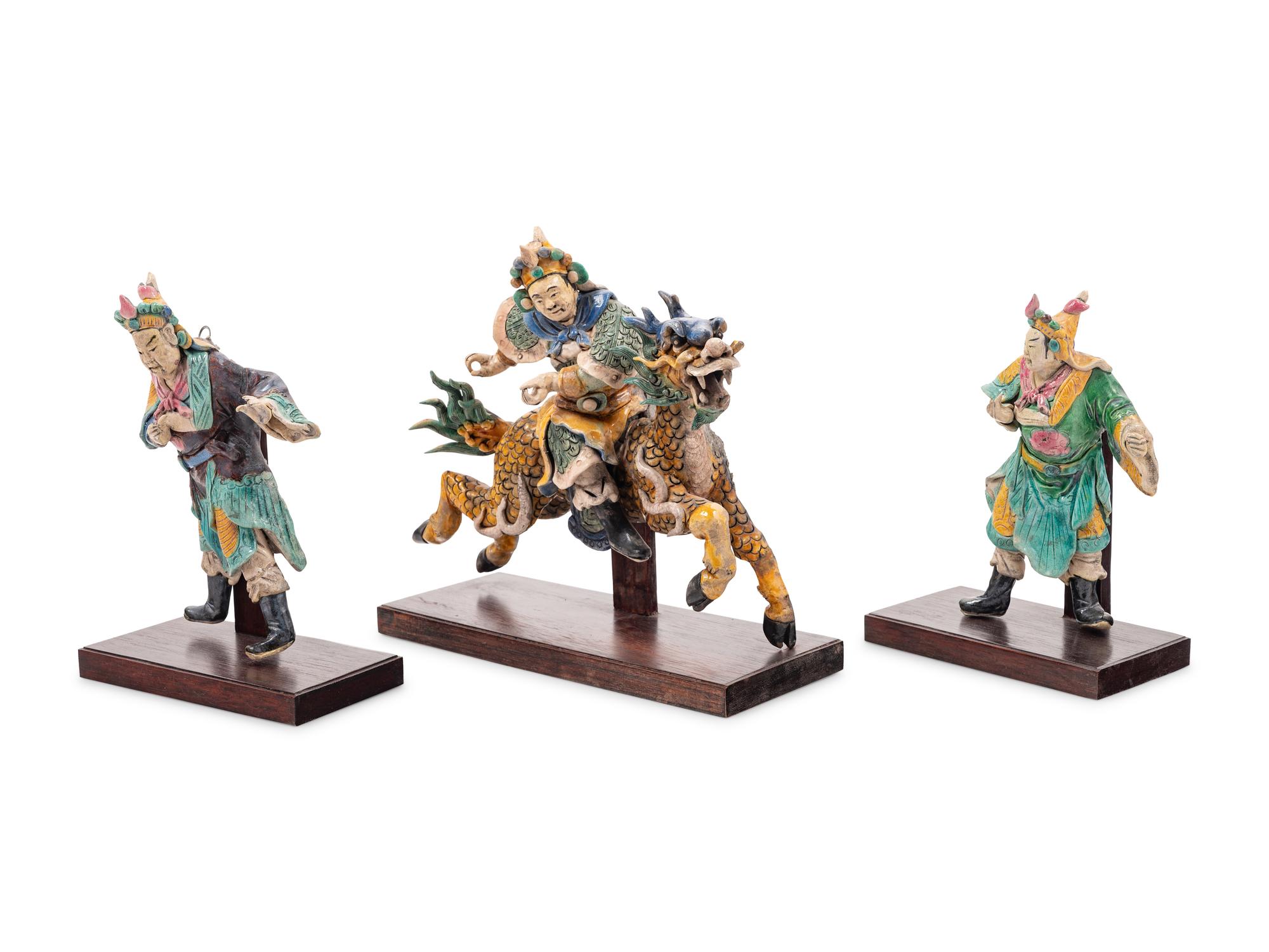 Three Chinese Painted Pottery Figures
