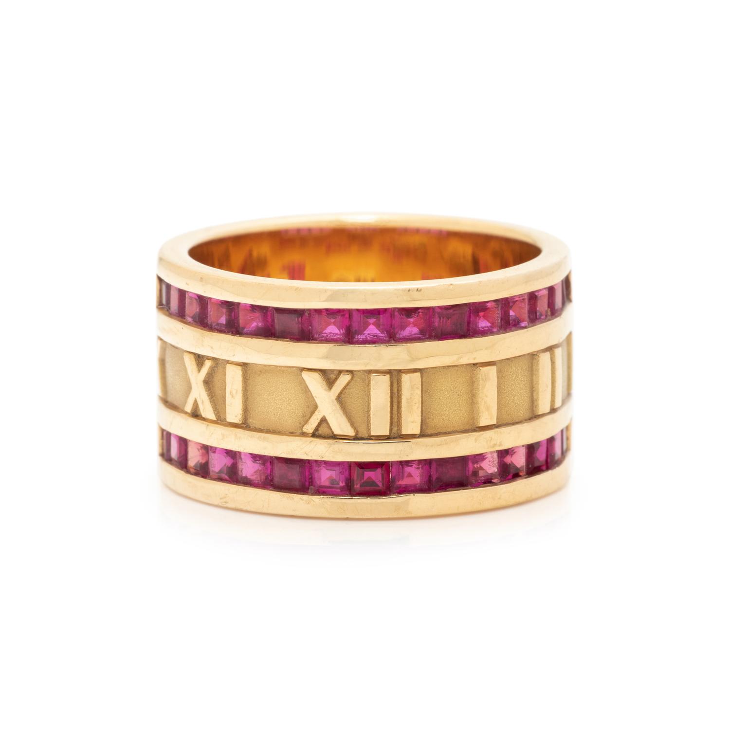 TIFFANY & CO., YELLOW GOLD AND RUBY 'ATLAS' RING