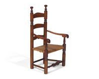 A William & Mary Turned Maple Ladderback Child's Armchair with Splint Seat