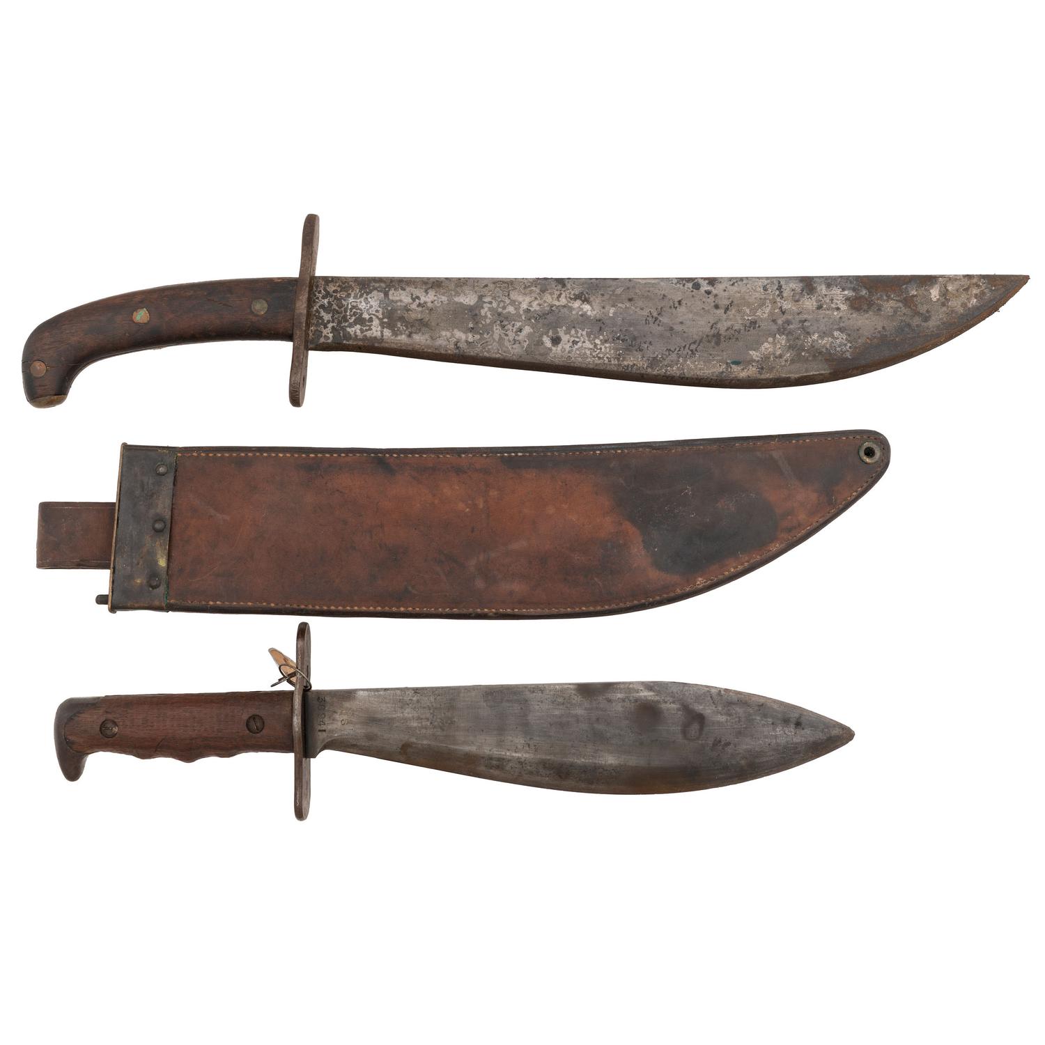 Two US Military Bolos: (1) Model 1910 Bolo & Scabbard and (1) Model 1917 without Scabbard