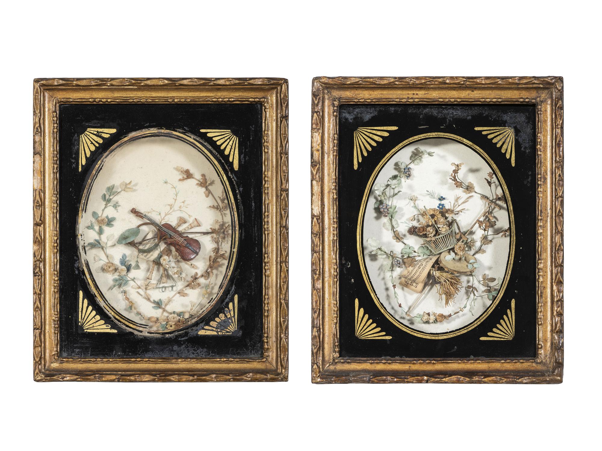 Two Mixed Media Compositions in Shadowbox Frames