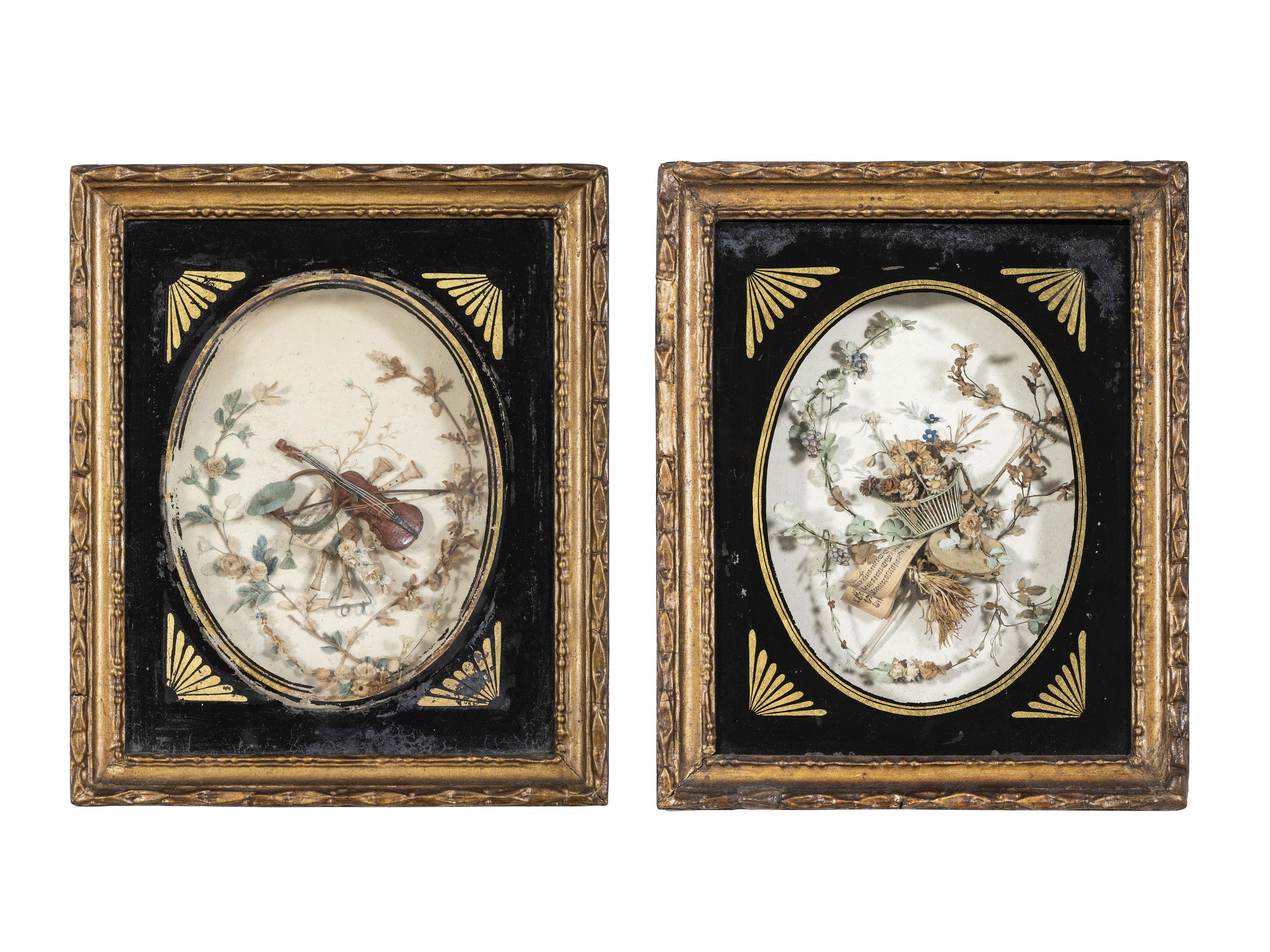 Two Mixed Media Compositions in Shadowbox Frames