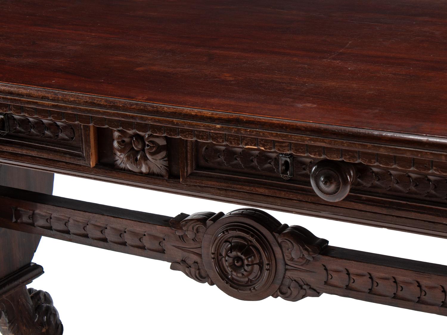 An Italian Renaissance Style Walnut Library Table