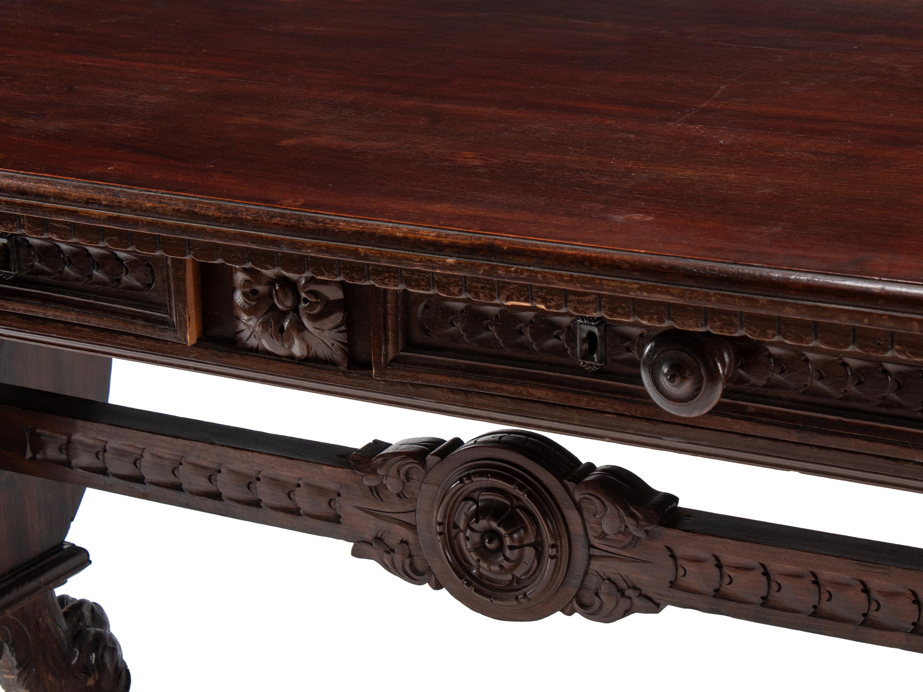 An Italian Renaissance Style Walnut Library Table