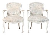 A Pair of Louis XV Style White-Painted Fauteuils Height 31 1/2 inches. — 20TH CENTURY