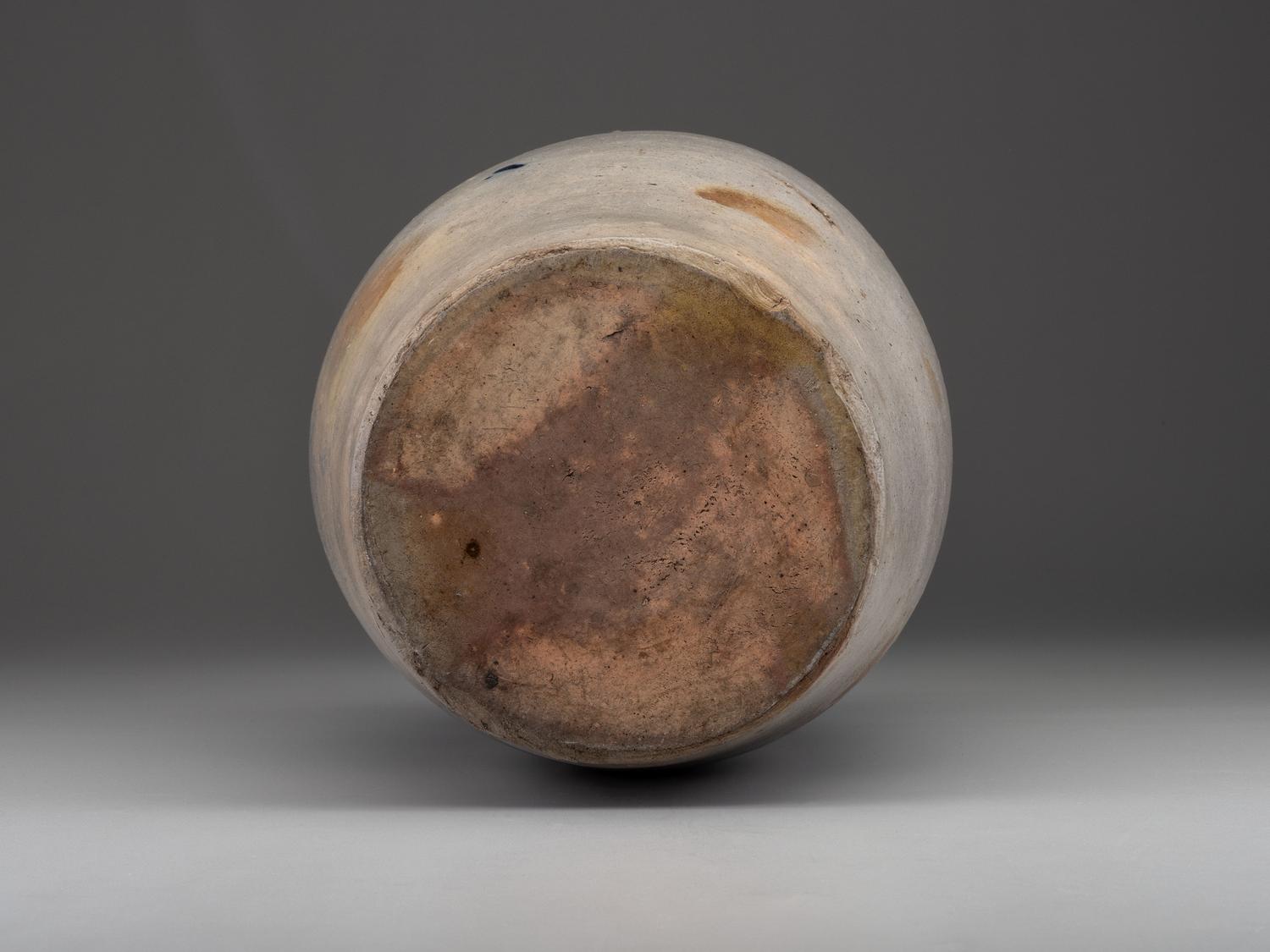 A Six-Gallon Cobalt Decorated Stoneware Churn