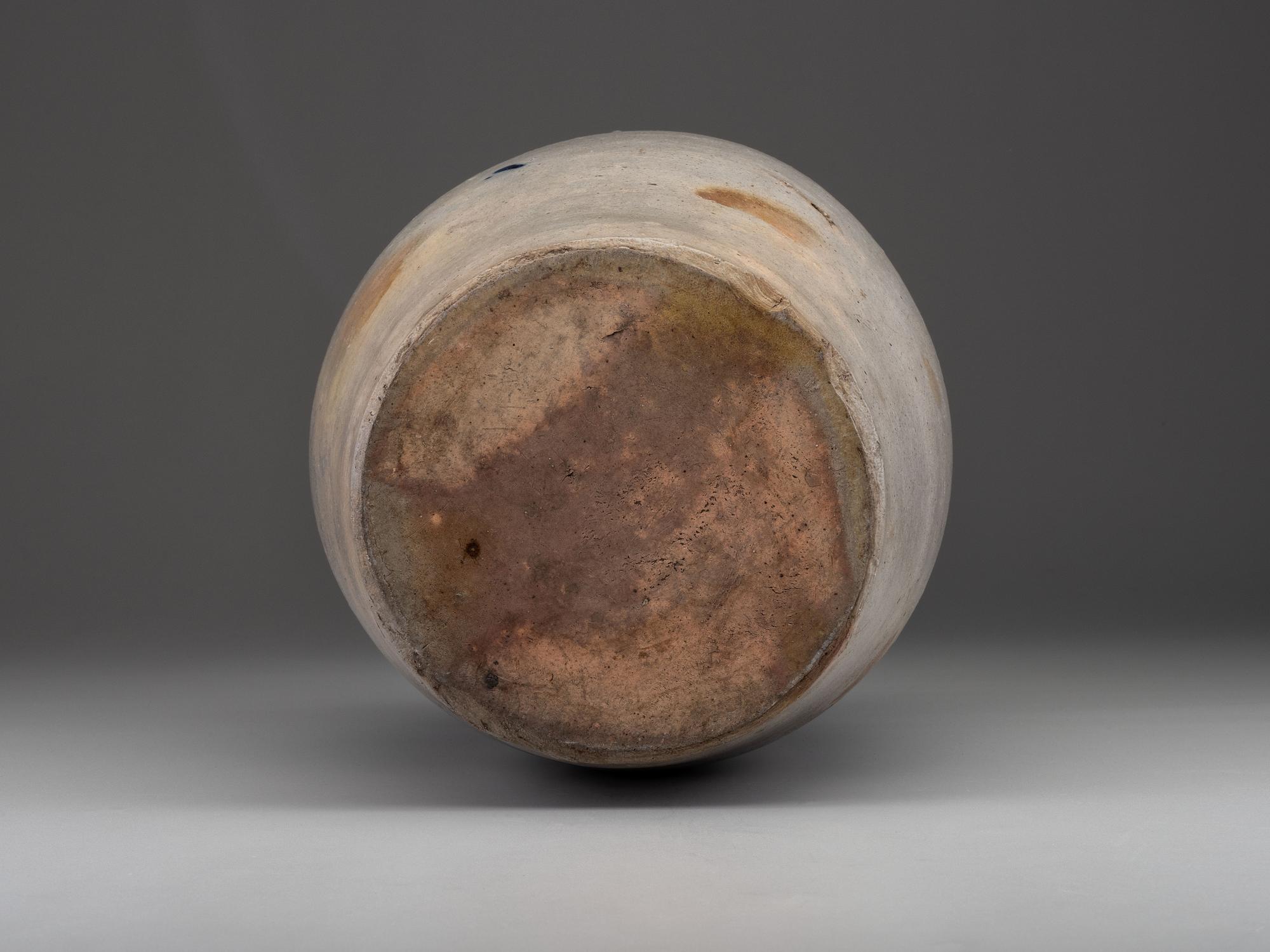 A Six-Gallon Cobalt Decorated Stoneware Churn