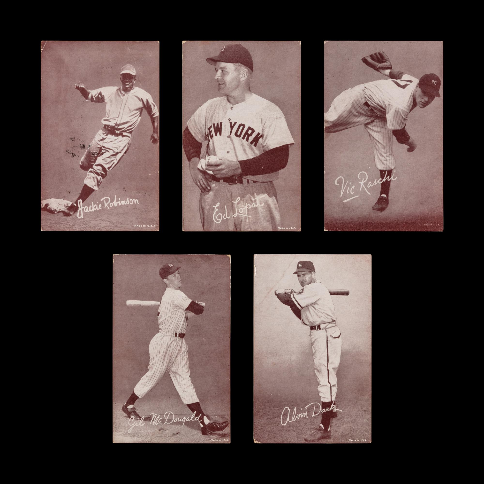 A Collection of 1947-66 Exhibits Baseball Cards Including Jackie Robinson