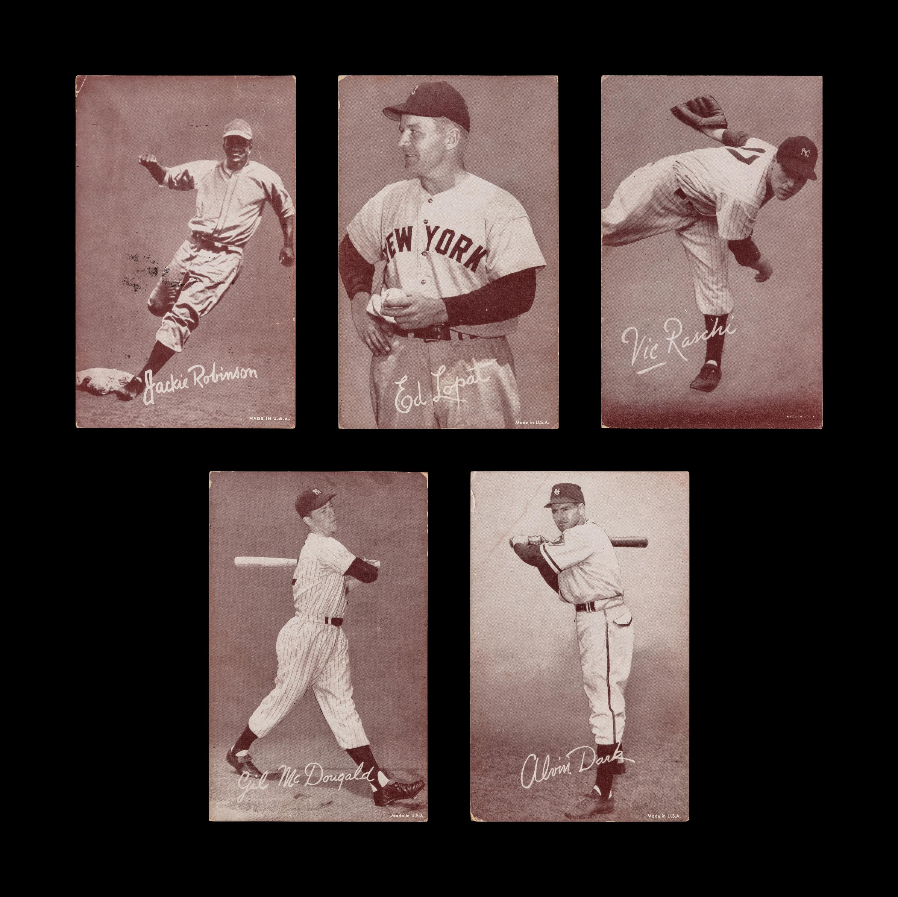 A Collection of 1947-66 Exhibits Baseball Cards Including Jackie Robinson