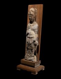 A Chinese Carved Stone Figure of Guanyin