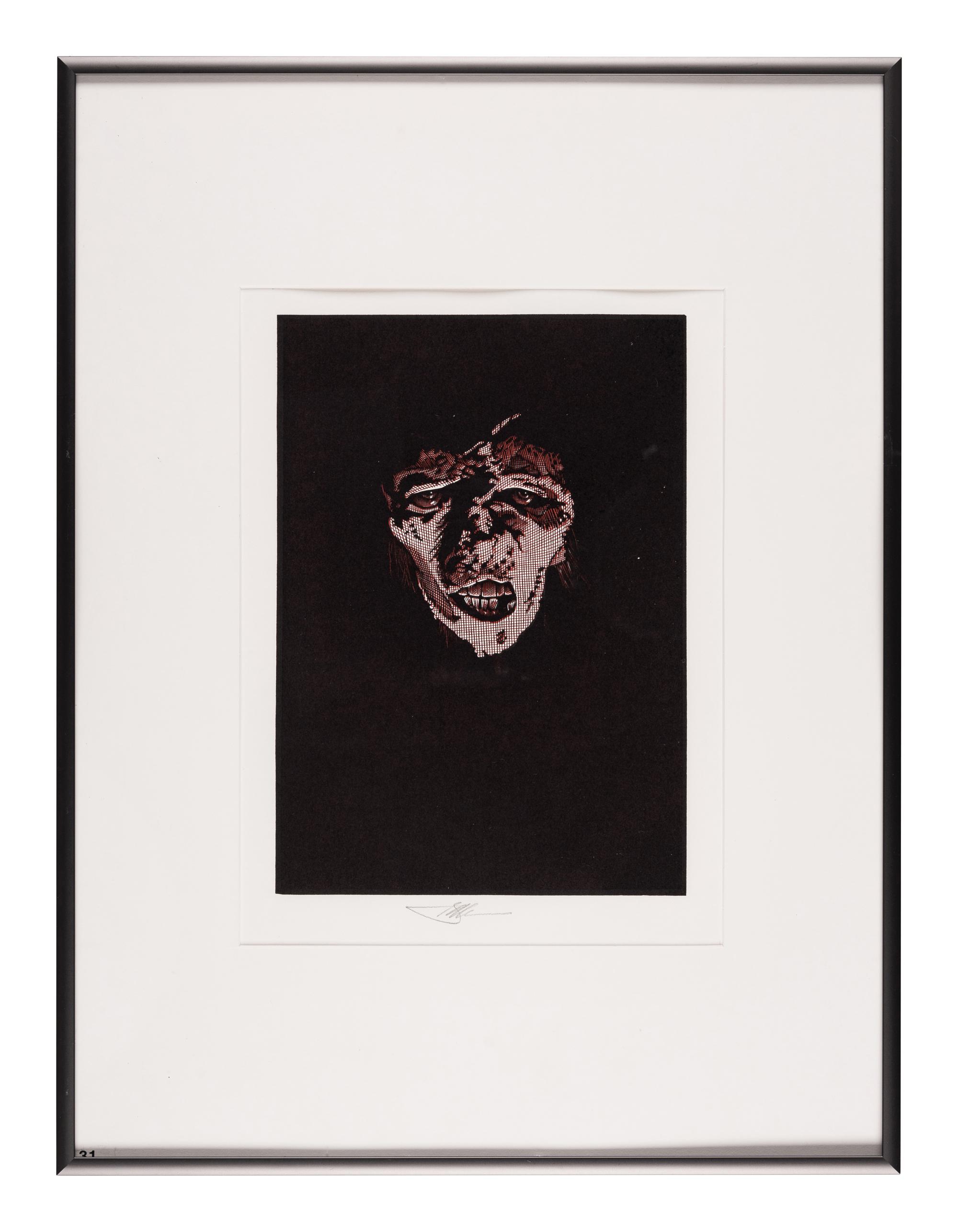 [MOSER, Barry, illustrator]. A group of 3 multiple color block prints from the Pennyroyal Press edition of Frankenstein, [West Hatfield, MA: Pennyroyal Press, 1983].