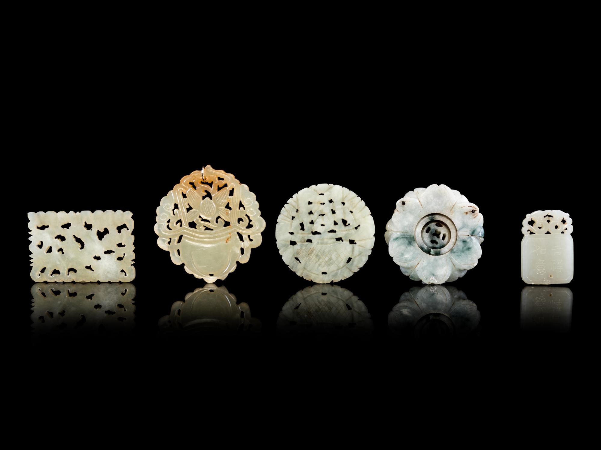 Five Chinese Hardstone Pendants