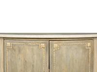 A Louis XVI Style Grey-Painted Marble-Top Demilune Cabinet