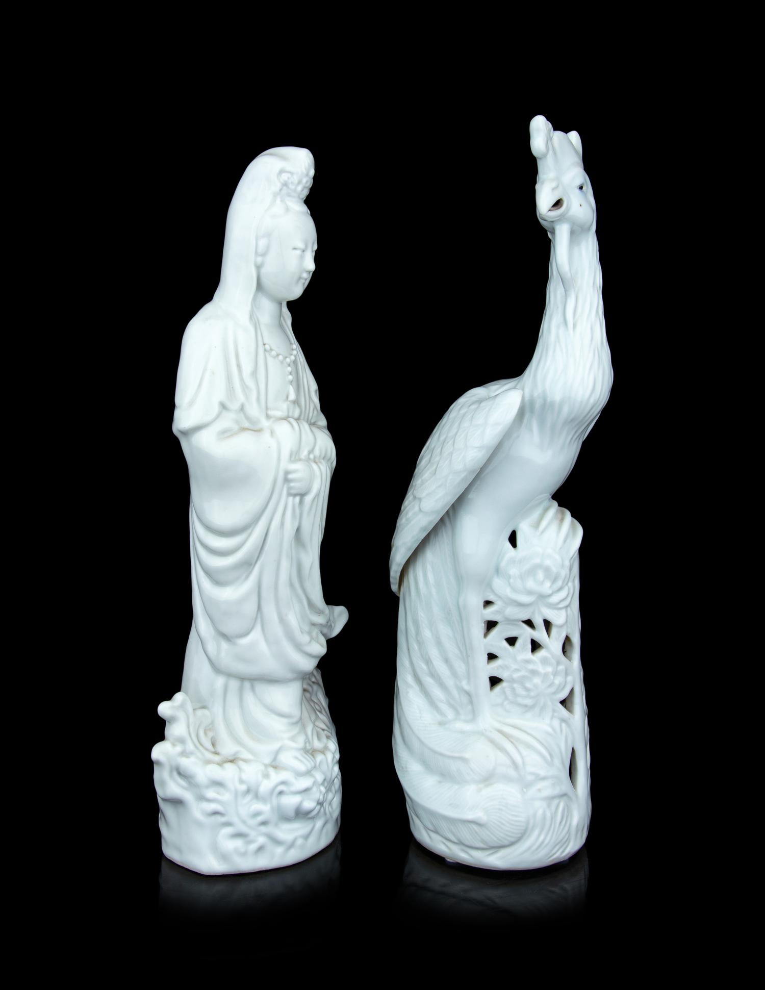 Two Chinese Blanc-de-Chine Porcelain Figures
