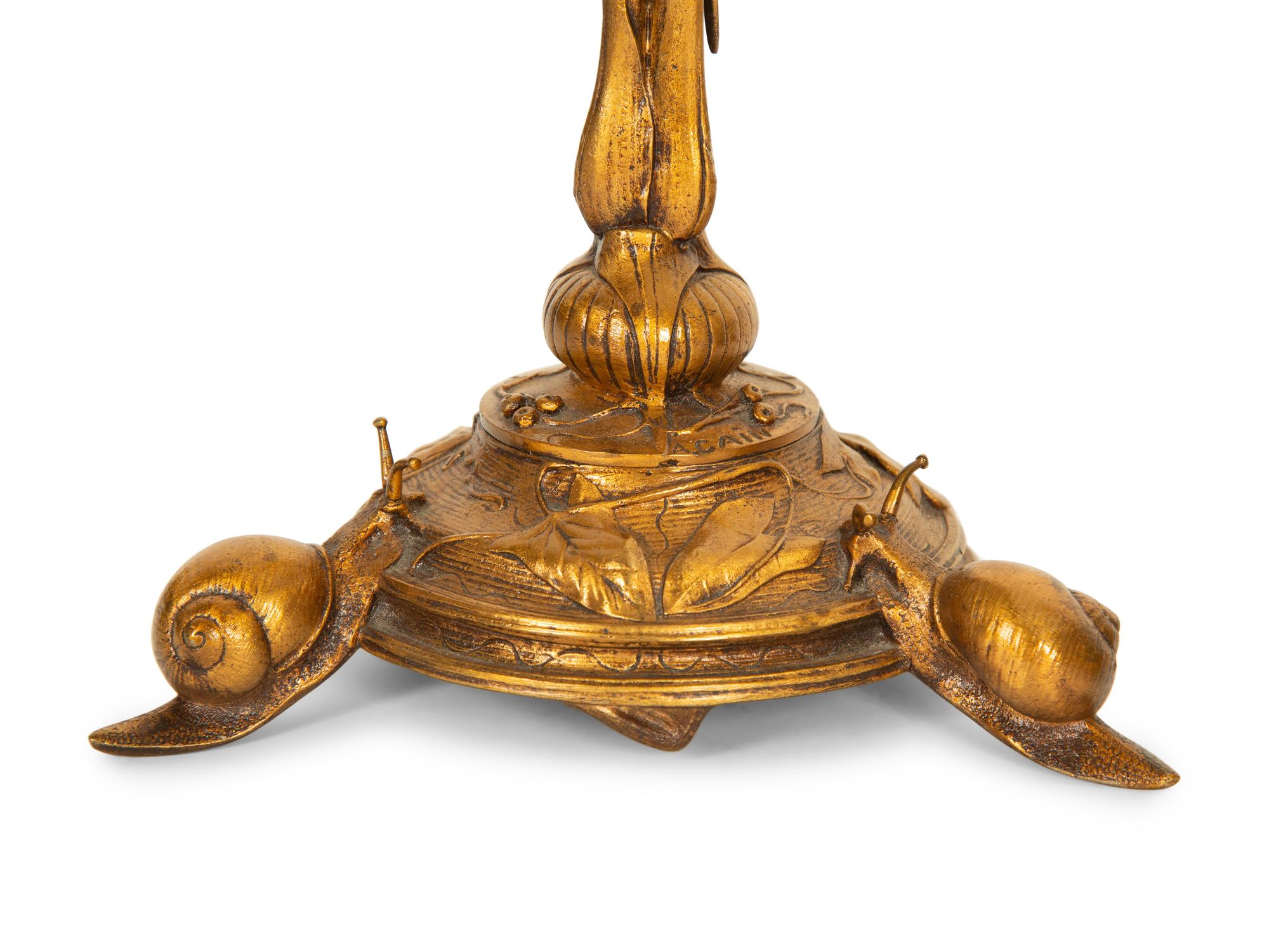 A Pair of French Gilt Metal Animalier Sculptures after Auguste Nicolas Caïn