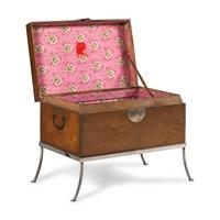 A Chinese Leather-Clad Trunk on Stand