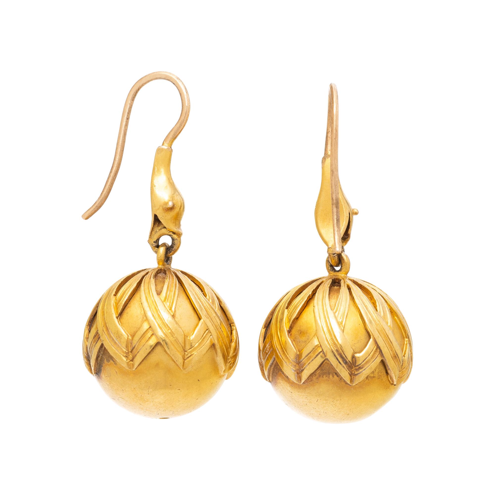 ANTIQUE, YELLOW GOLD SNAKE EARRINGS