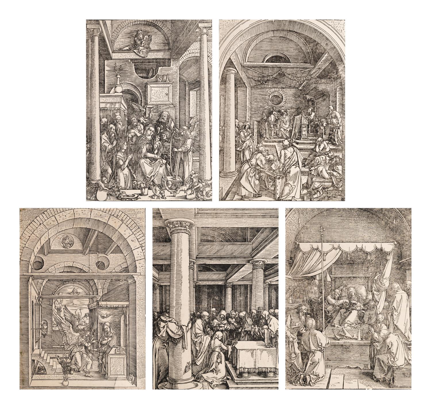 A group of five prints from The Life of the Virgin