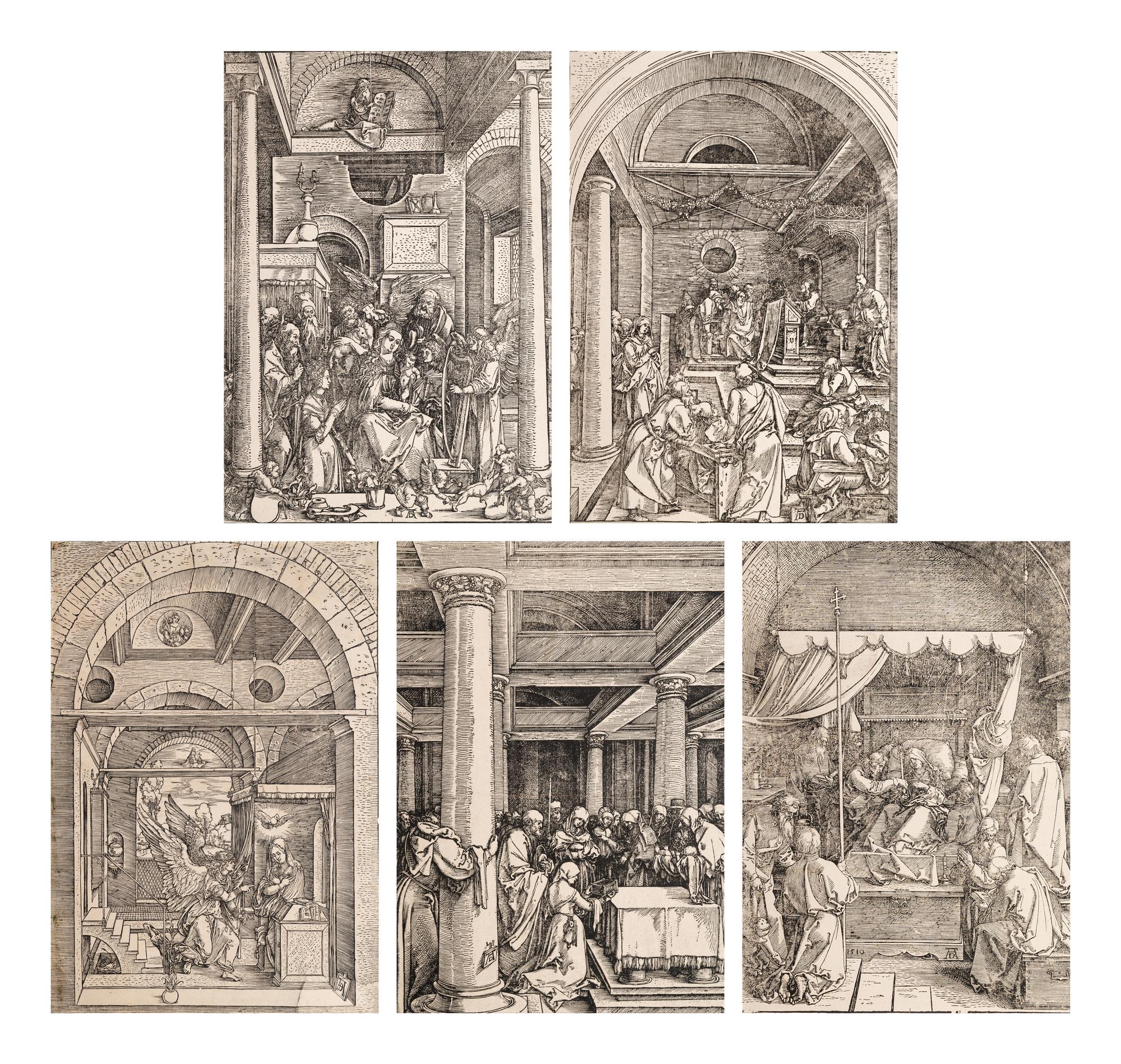 A group of five prints from The Life of the Virgin