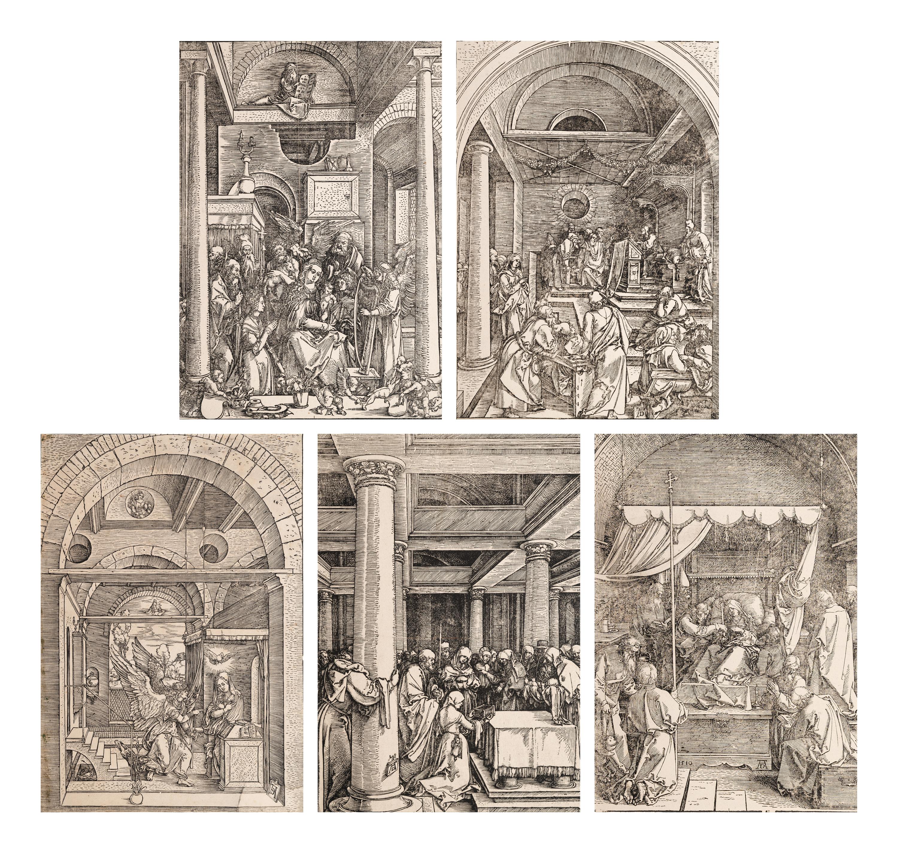 A group of five prints from The Life of the Virgin