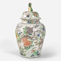 A very large Chinese famille verte decorated jar and cover 洋彩大盖罐 Kangxi period ???