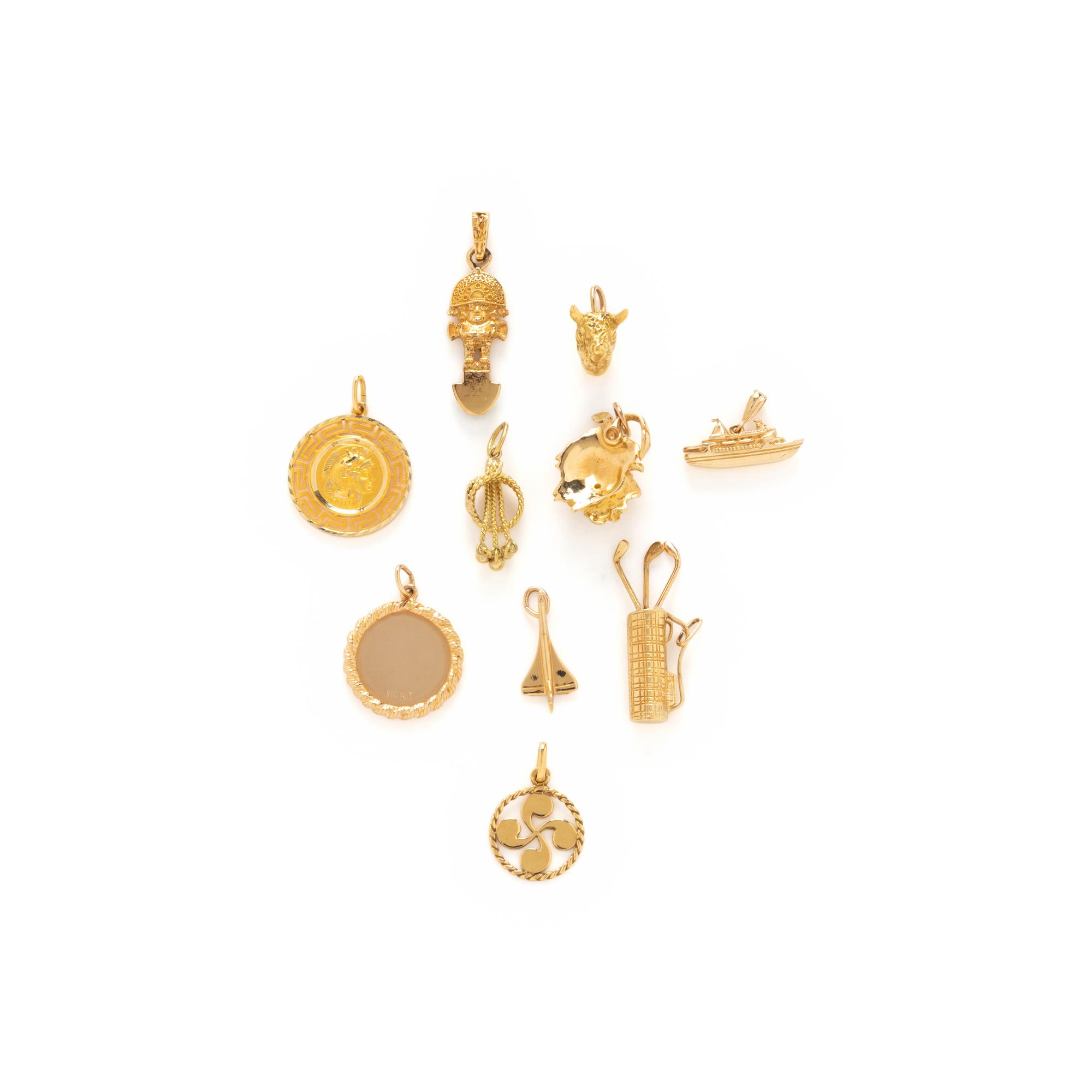 COLLECTION OF YELLOW GOLD CHARMS