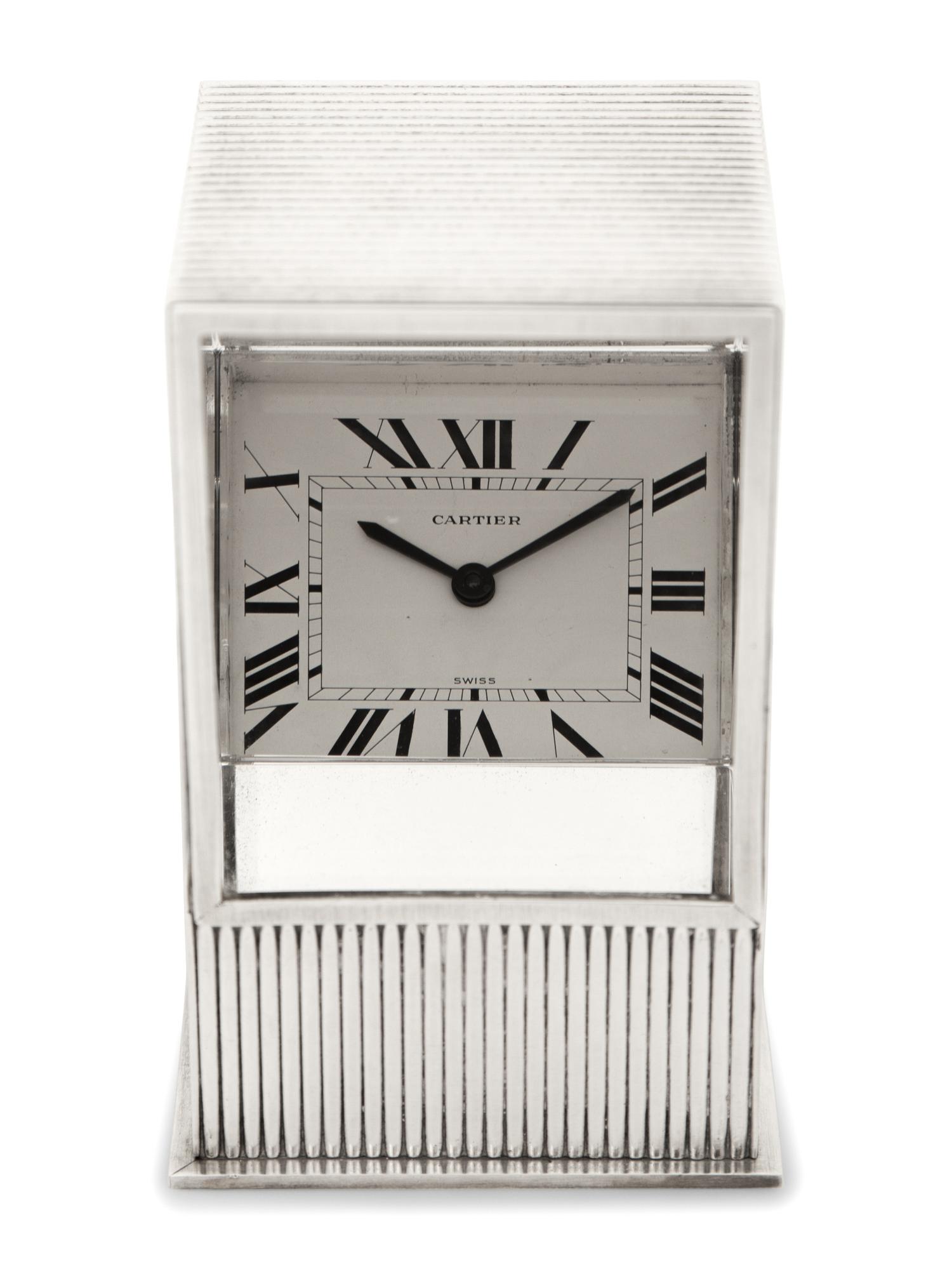 A Cartier Silver Prism Mystery Clock