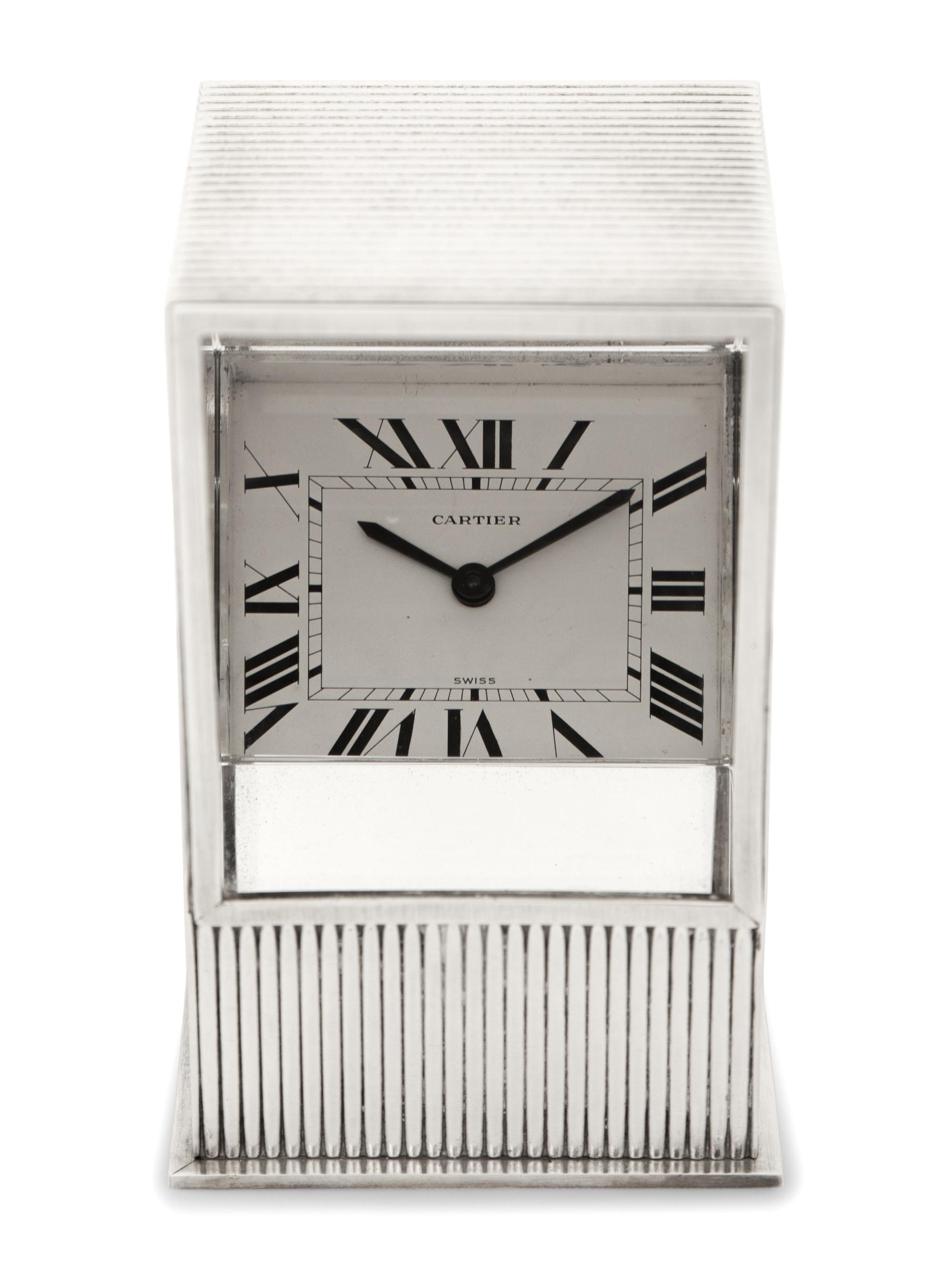 A Cartier Silver Prism Mystery Clock
