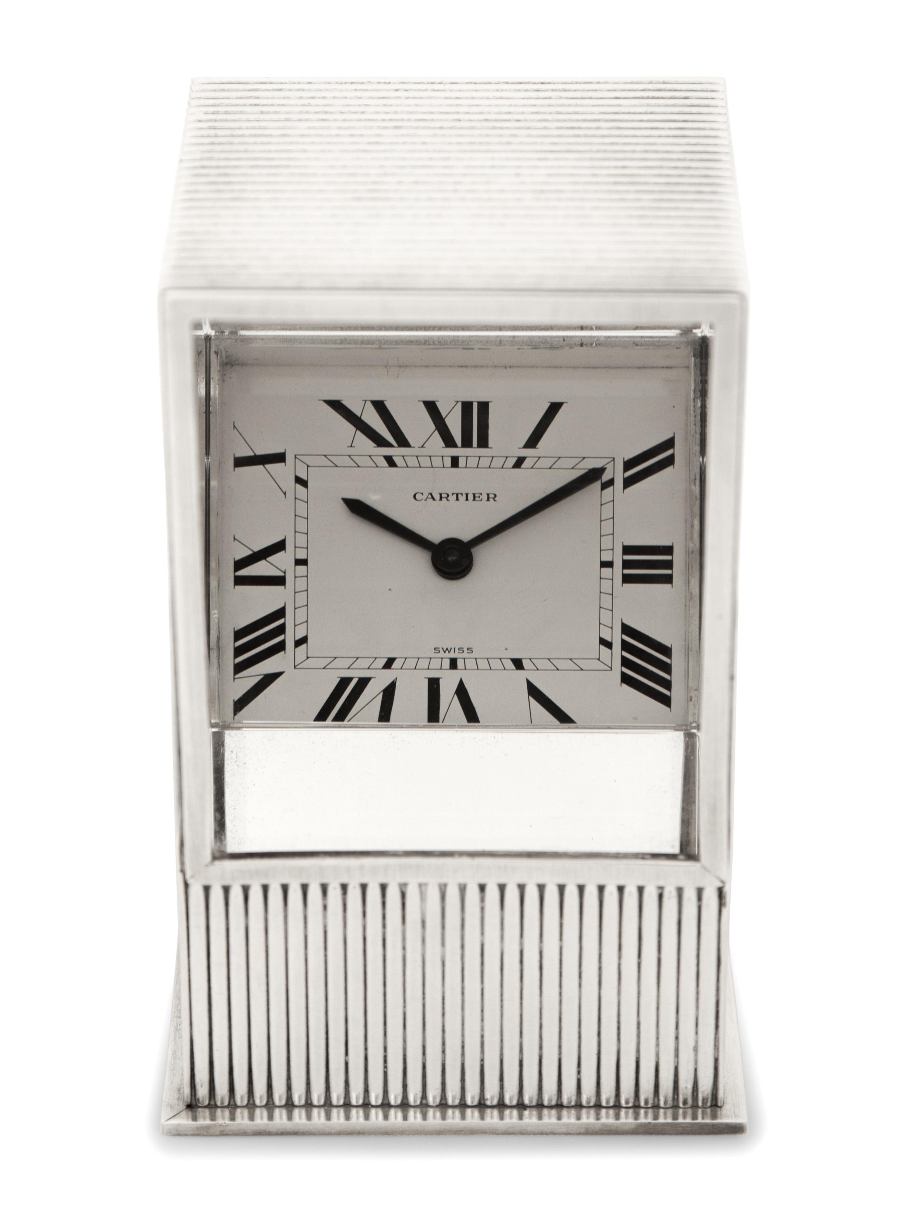 A Cartier Silver Prism Mystery Clock