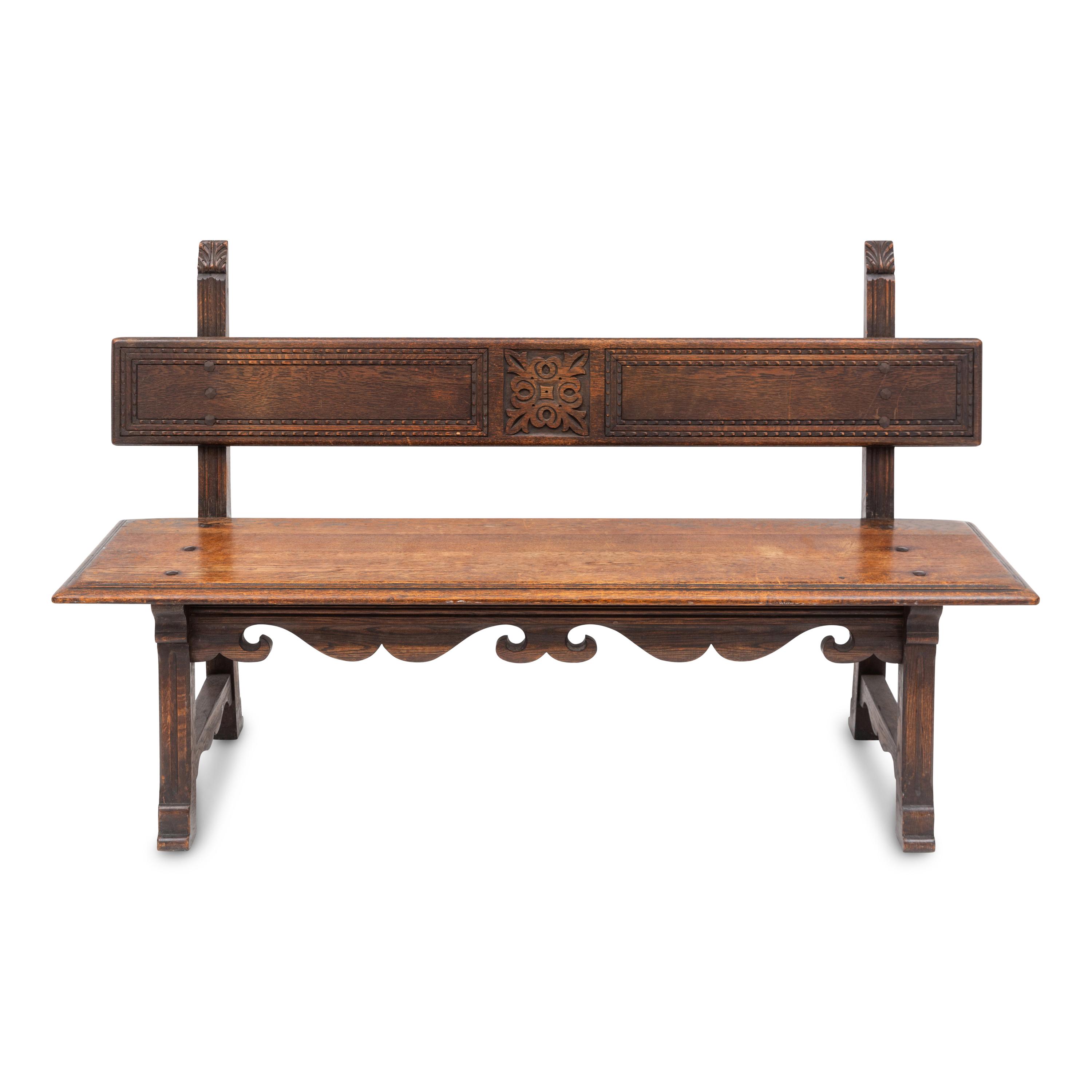 An Italian Oak Hall Bench