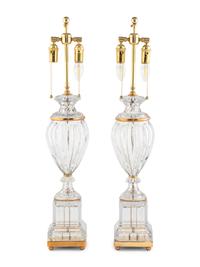 A Pair of Molded Glass Table Lamps