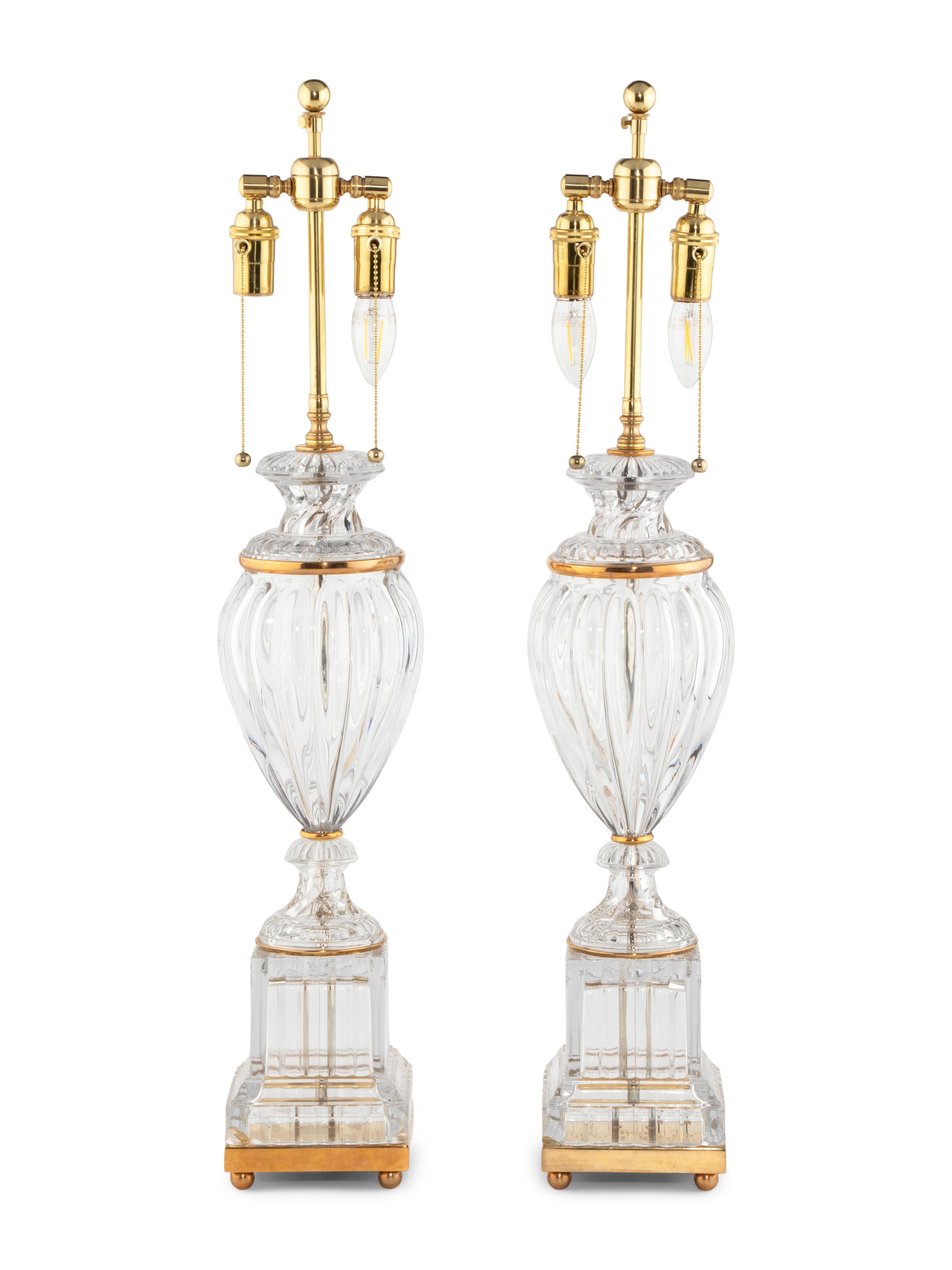 A Pair of Molded Glass Table Lamps