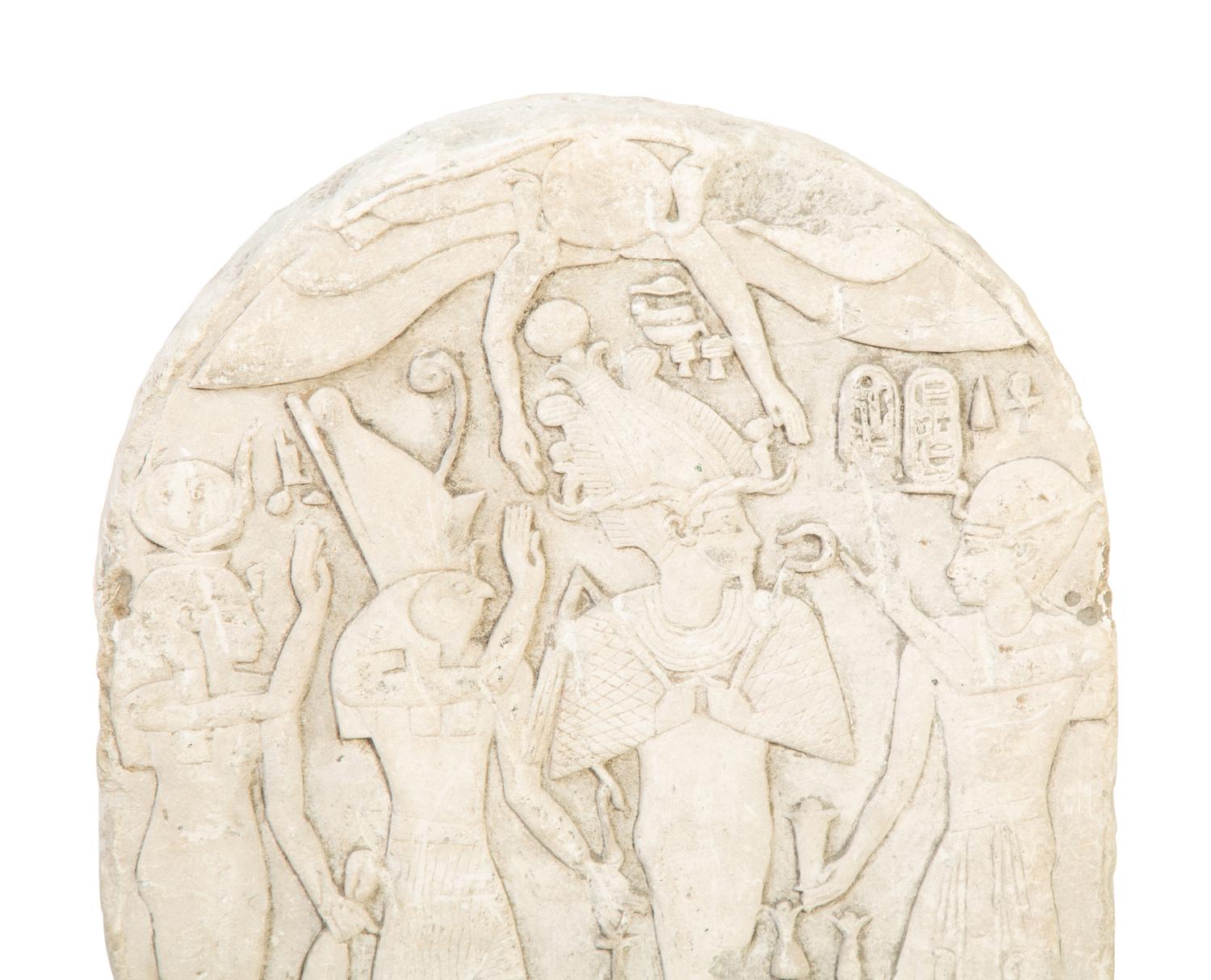 An Egyptian Carved Limestone Tombstone Relief After the Antique — 20TH CENTURY