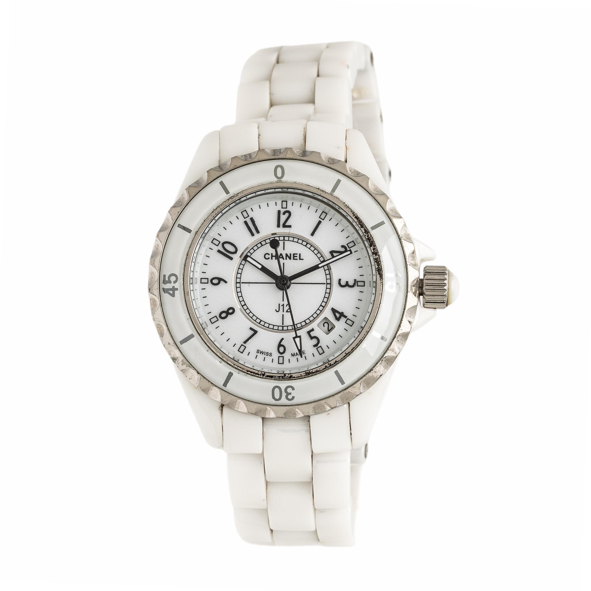 Chanel, Ref. H0968, White Ceramic and Stainless Steel 'J12' Date Watch