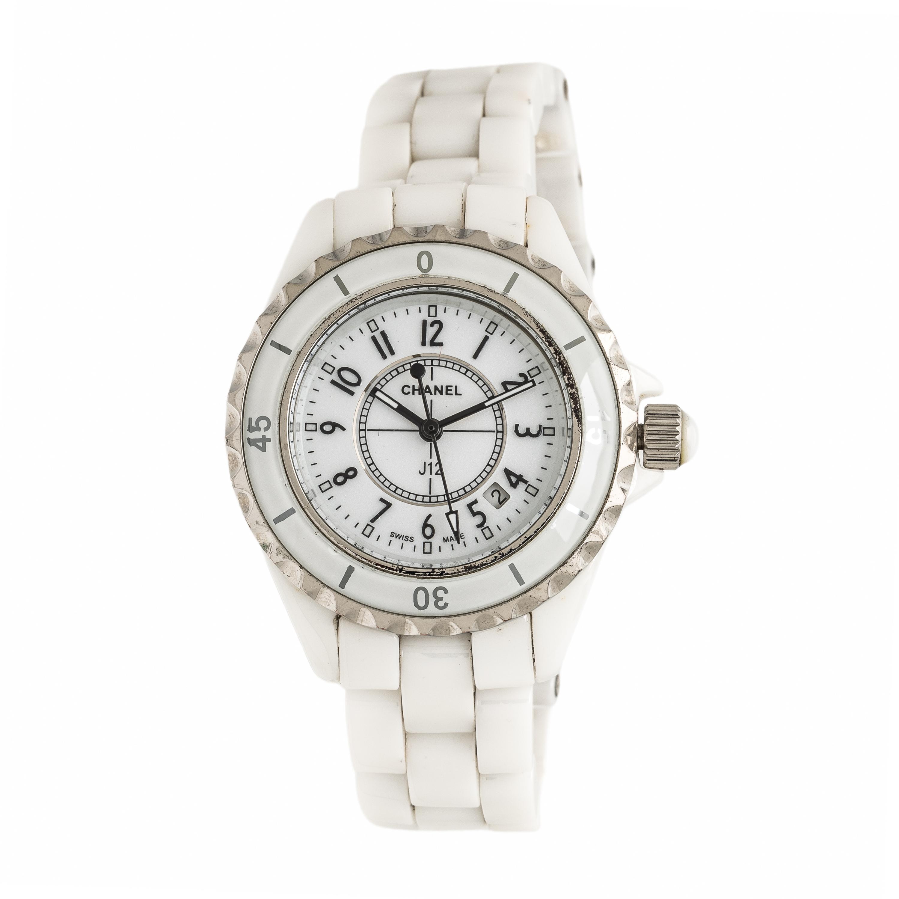 Chanel, Ref. H0968, White Ceramic and Stainless Steel 'J12' Date Watch