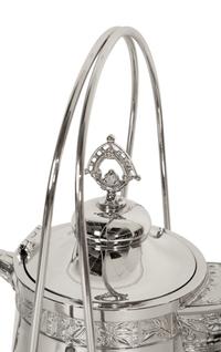 A Victorian Style Silver-Plated Tilting Pitcher and Goblet on Stand