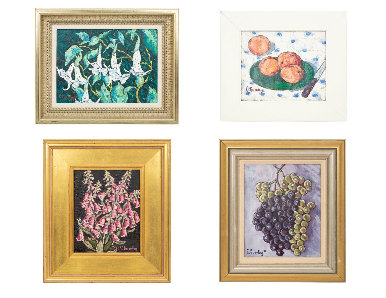 Pêches sur plat vert, Grapes, Foxgloves, and Datura (four works)