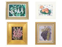 Pêches sur plat vert, Grapes, Foxgloves, and Datura (four works)