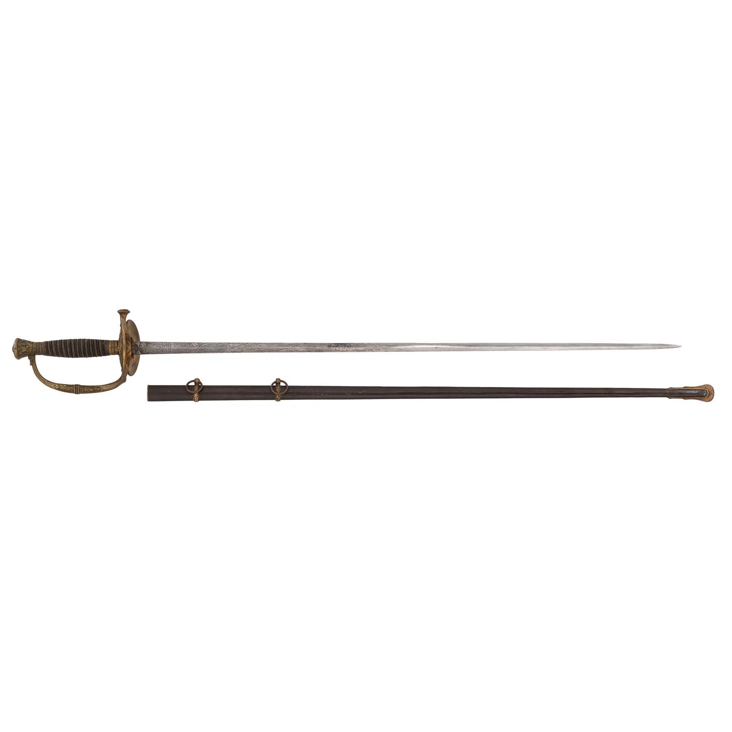 Published Schuyler, Hartley & Graham Model 1860 Staff & Field Officers' Sword taken from Confederate Spy Col. W.O. Williams in Franklin, TN and Inscribed to Henry Newcomer
