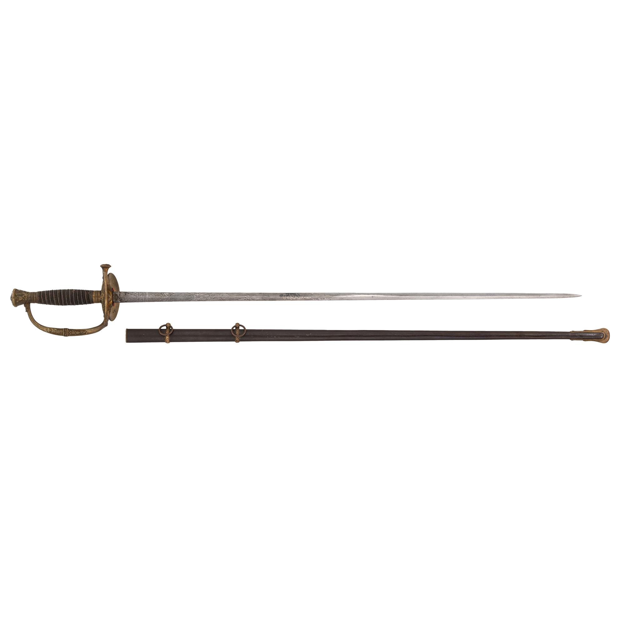 Published Schuyler, Hartley & Graham Model 1860 Staff & Field Officers' Sword taken from Confederate Spy Col. W.O. Williams in Franklin, TN and Inscribed to Henry Newcomer