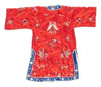 A Chinese Red Ground Embroidered Silk Lady's Robe