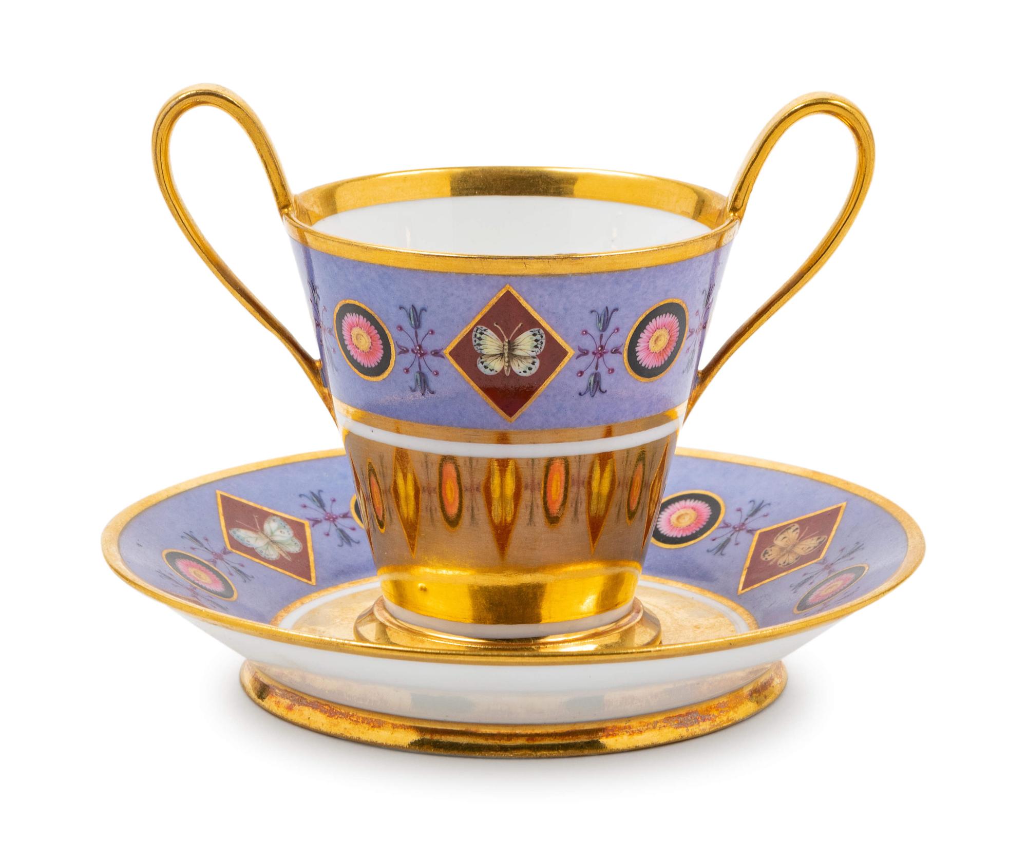 A Sevres Porcelain Cup and Saucer Set