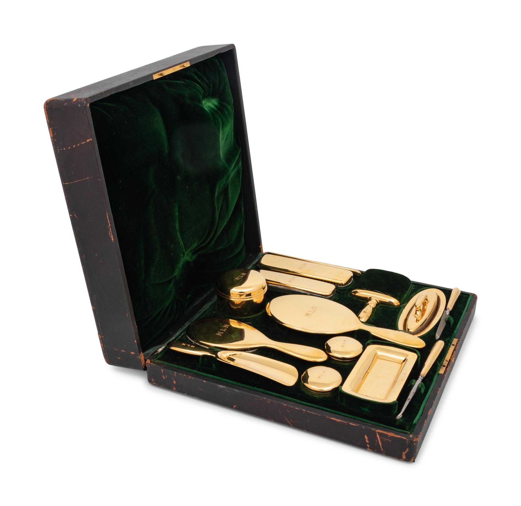 A Tiffany and Co. 18-Karat Yellow-Gold Fourteen-Piece Dresser Set