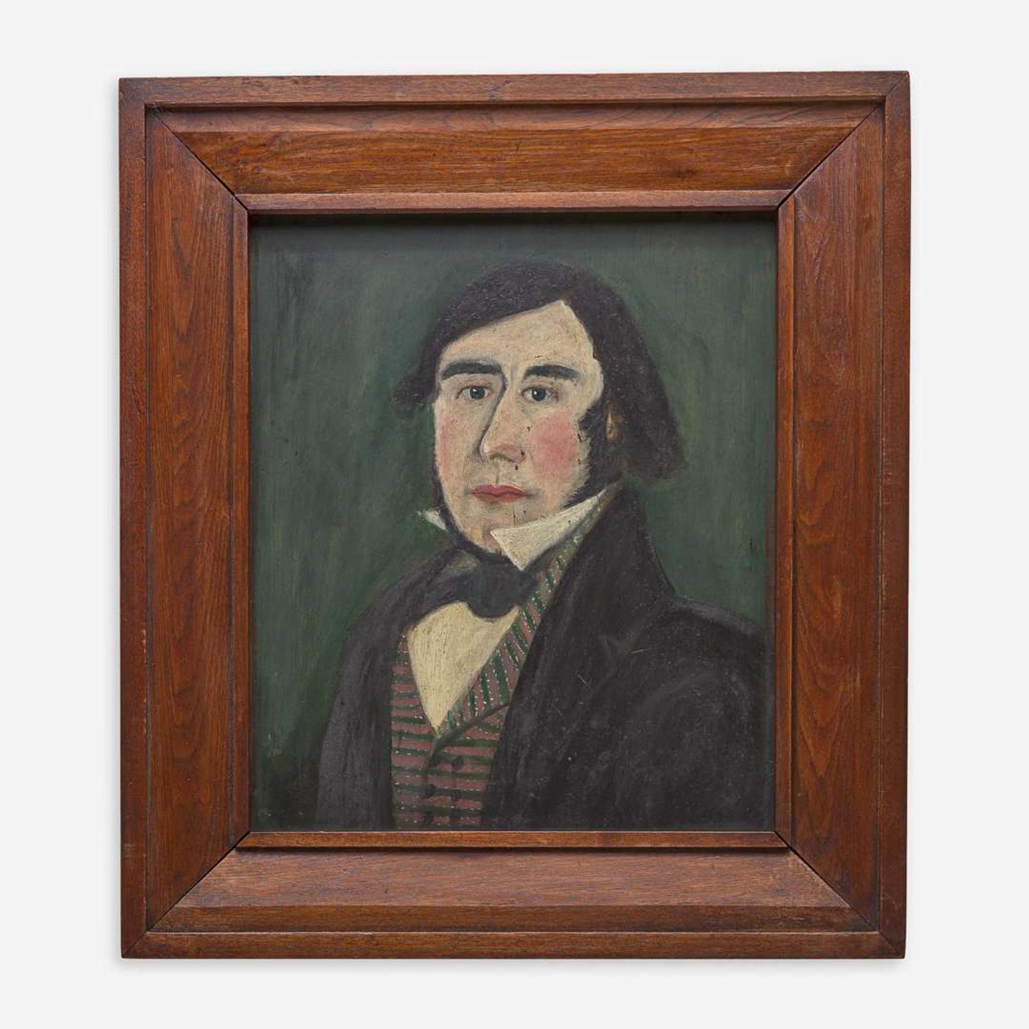 American School 19th century Pair of Portraits: A Lady and a Gentleman