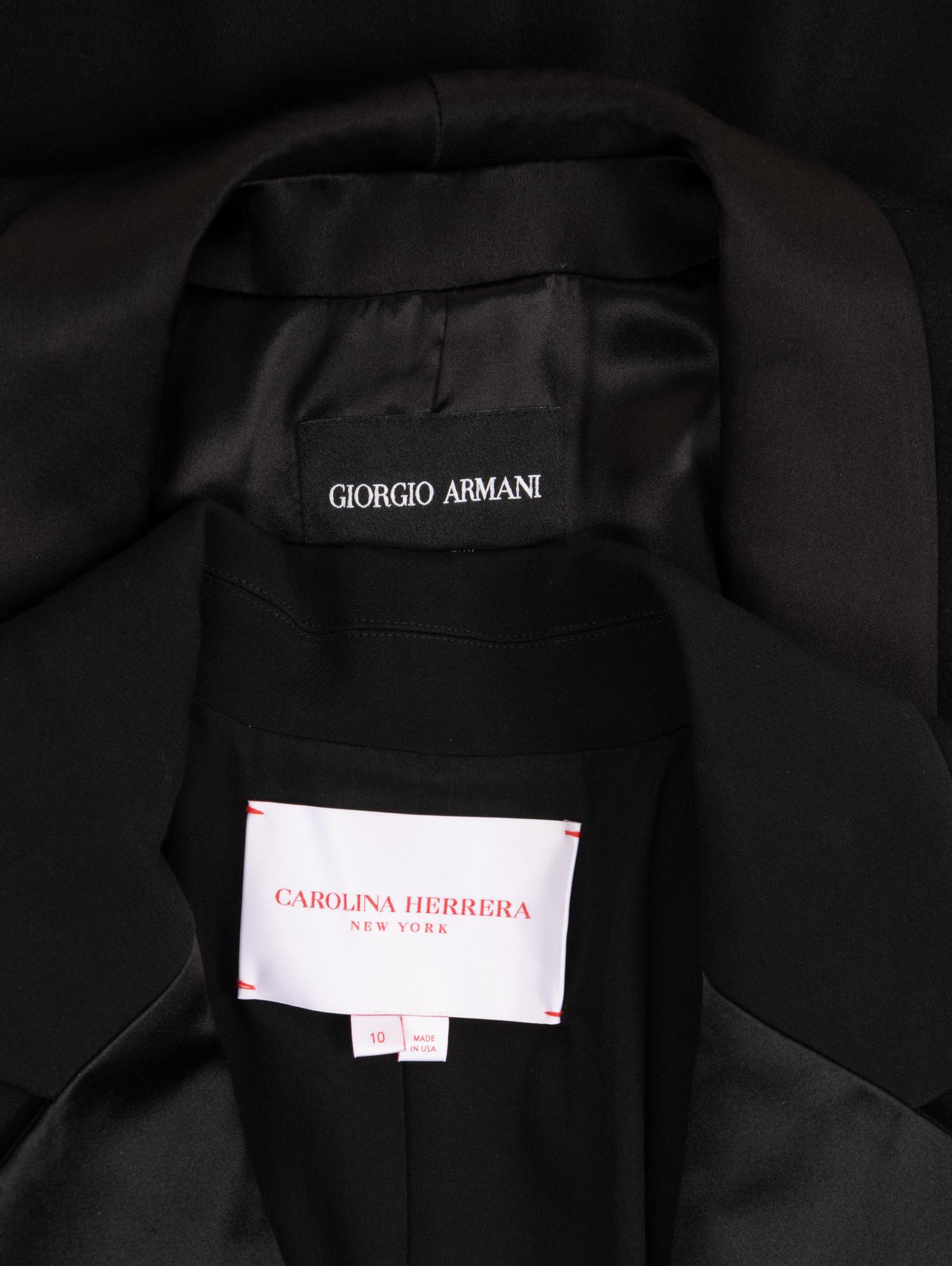 Two Designer Tuxedo-Style Coats: One Giorgio Armani, One Carolina Herrera