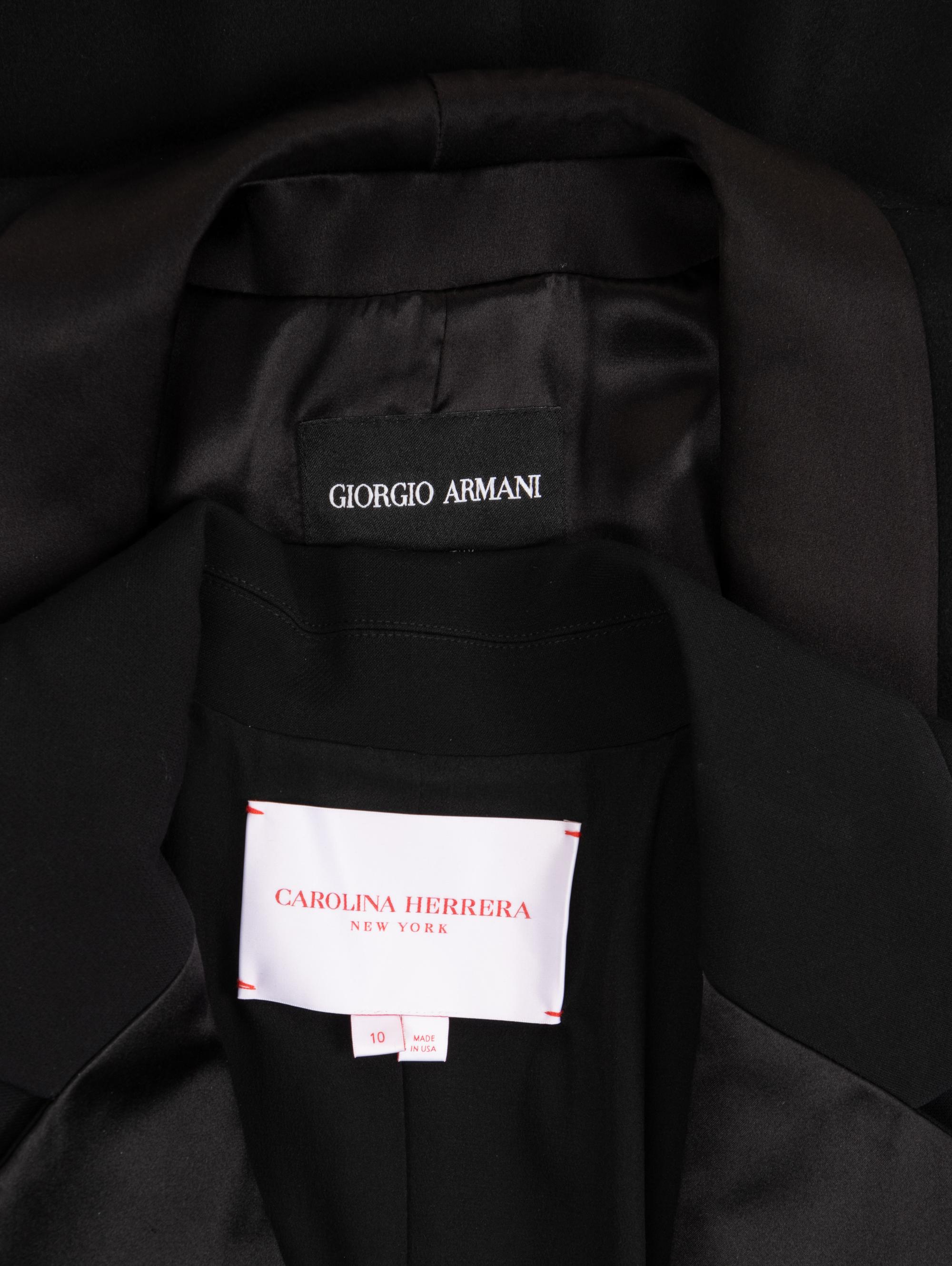 Two Designer Tuxedo-Style Coats: One Giorgio Armani, One Carolina Herrera